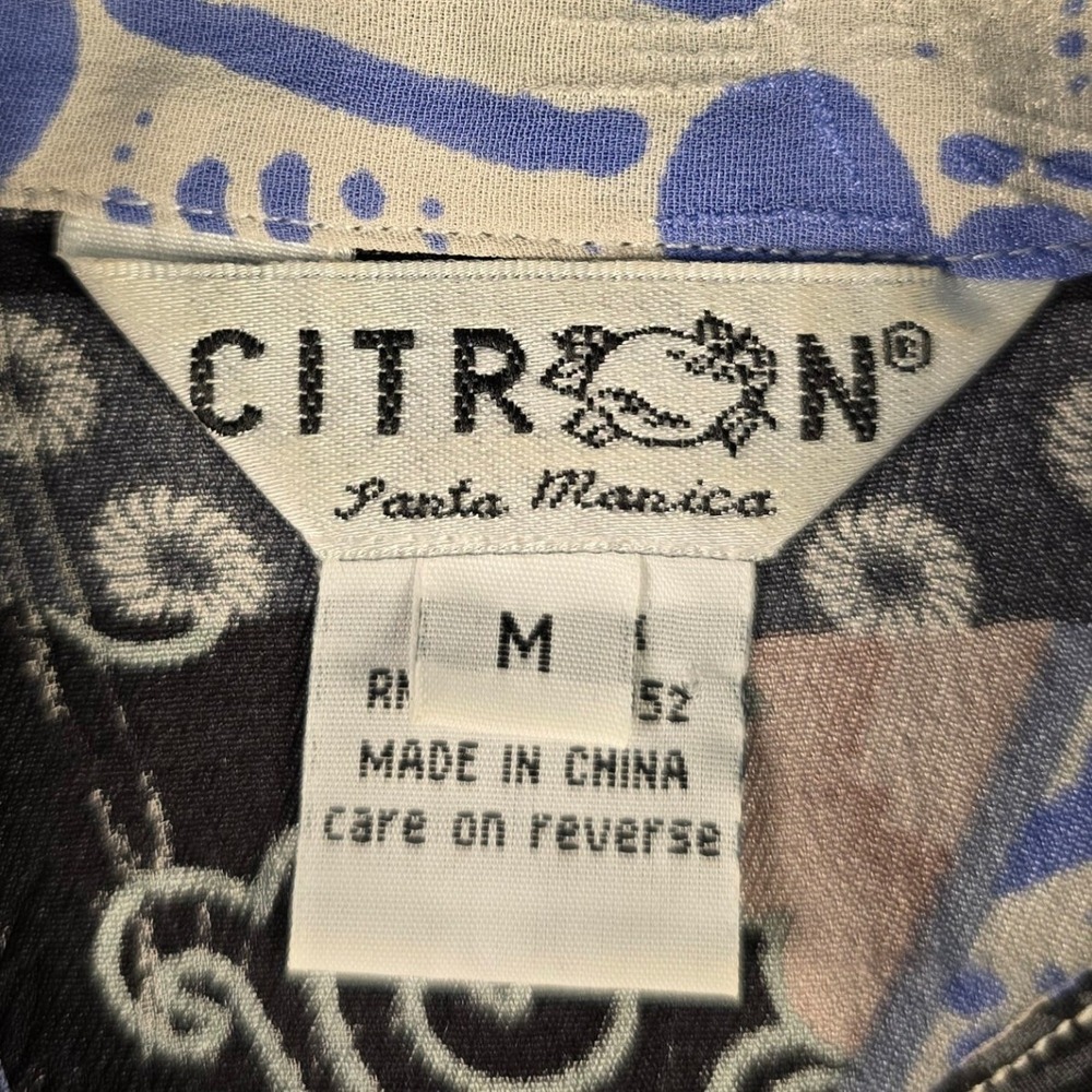 Citron Santa Monica Womens M Asian Inspired Print Button Up Blouse Shirt - Picture 3 of 15